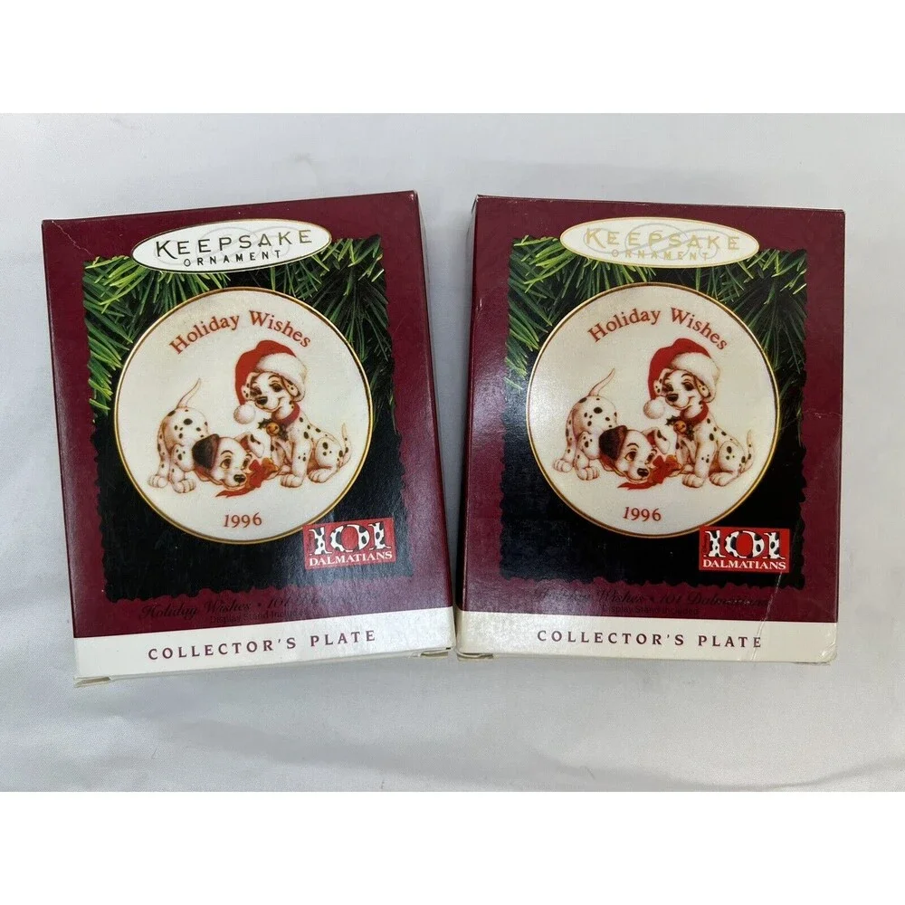 2 Of Hallmark Keepsake Ornament Holiday Wishes‎ 101 DALMATIONS Collector's Plate